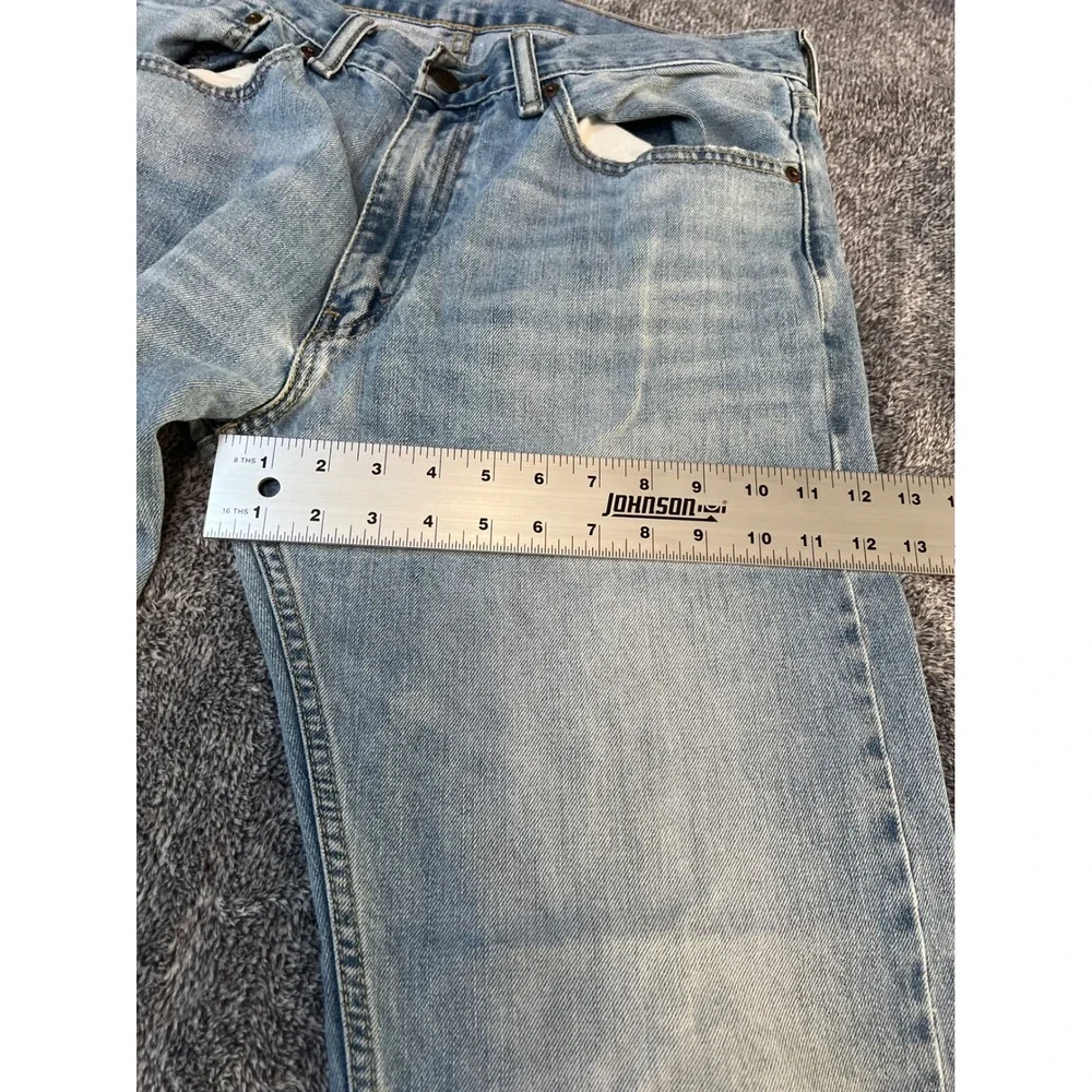 Levis 505 Regular Fit Straight Leg Light Wash Denim Jeans Mens 34x34 Blue - Picture 3 of 8
